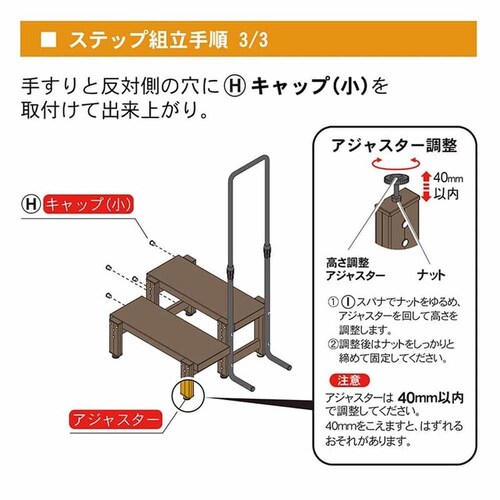 旭興進 人工木手すり付き2段ステップ アッシュブラウン aks39880【代引き不可】_13