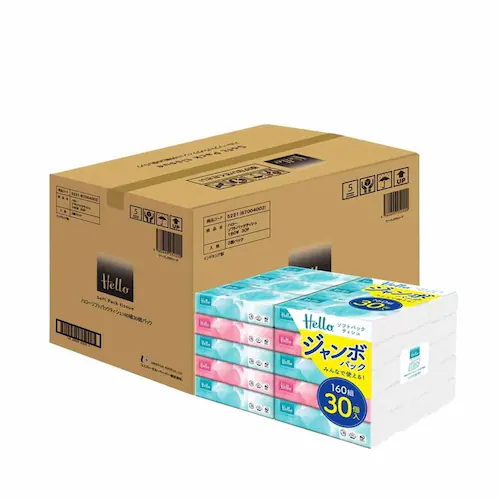 【60個セット】ハロー ソフトパックティッシュ 160組 30個×2パック ユニバーサル・ペーパー _2