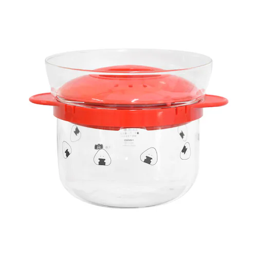 ぎゅっとおにぎりさん ガラスのレンジご飯釜 47545. レッド【プラザセレクト】_2