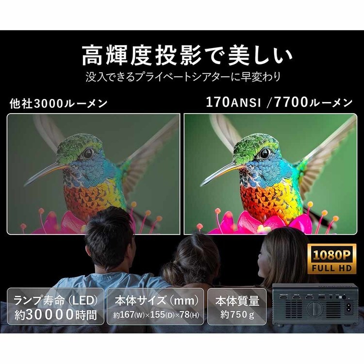 ダイニチ電子 コンパクトプロジェクター ブラック WPJ-S400 7293303