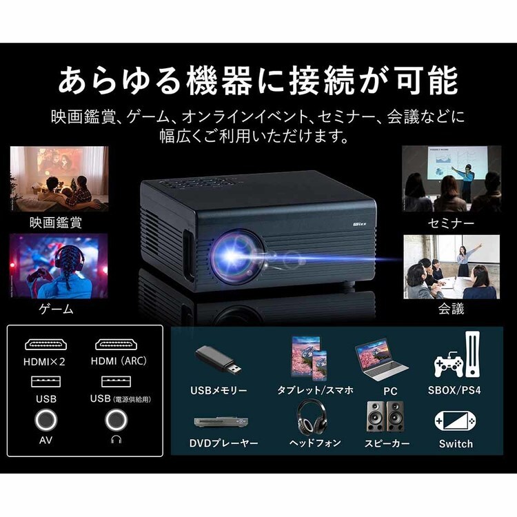 ダイニチ電子 コンパクトプロジェクター ブラック WPJ-S400 7293303