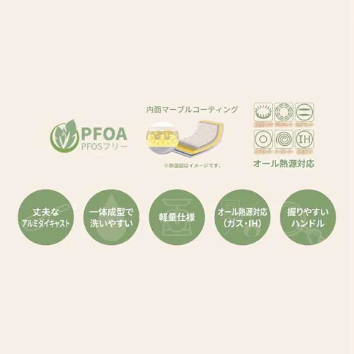 カローテ フライパン 深型 26cm ディープパン IH ガス火対応 アイボリー NM-5003 COSY-ICE ベストコ NM-5003 深型ディープパン20cm【プラザセレクト】_6