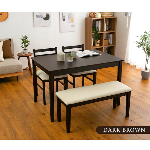 ダイニング4点セット(テーブル・ベンチ・チェア2脚) ベージュ【プラザセレクト】_12