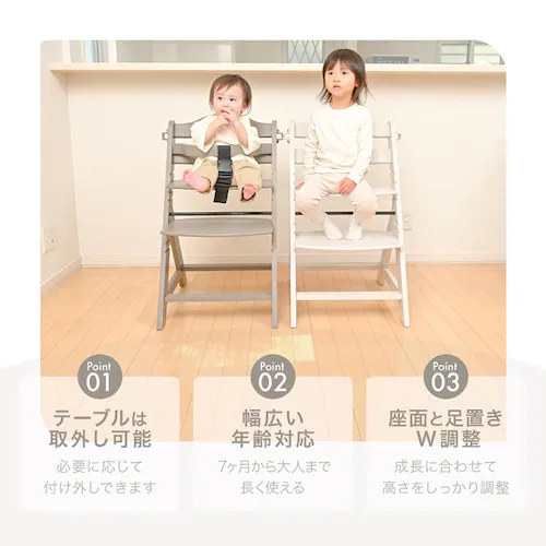 ステップアップWOODチェアテーブル付 3120205138 グレー【プラザセレクト】_3