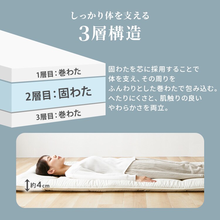 軽量コンパクト6つ折り敷布団 アイボリー 7295458 │アイリスオーヤマ