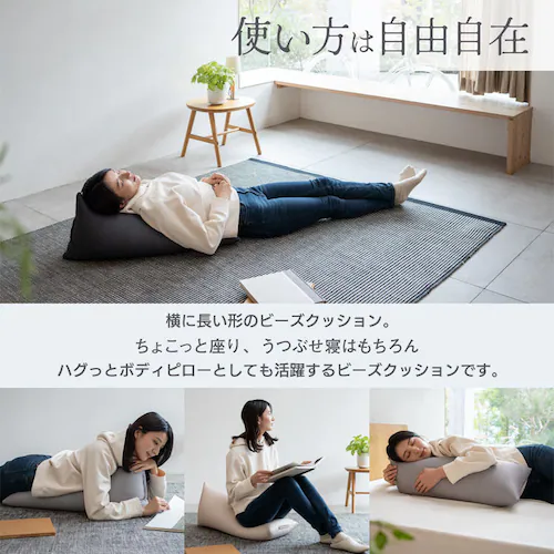 ハグボディピロービーズクッション BG-2460 ブラウン【プラザセレクト】_3