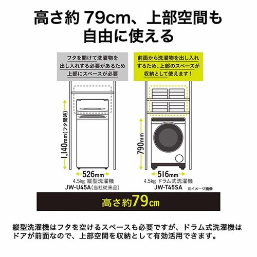Haier ����@ �h������ 4.5kg �~�j �����Ȃ� JW-T45SA(W) �z���C�g_6