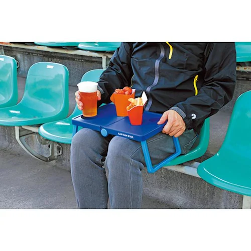 パール金属 キャプテンスタッグ 膝上テーブル 折りたたみテーブル スポーツ観戦 B5収納 コンパクト ブルー UM-1908 _3