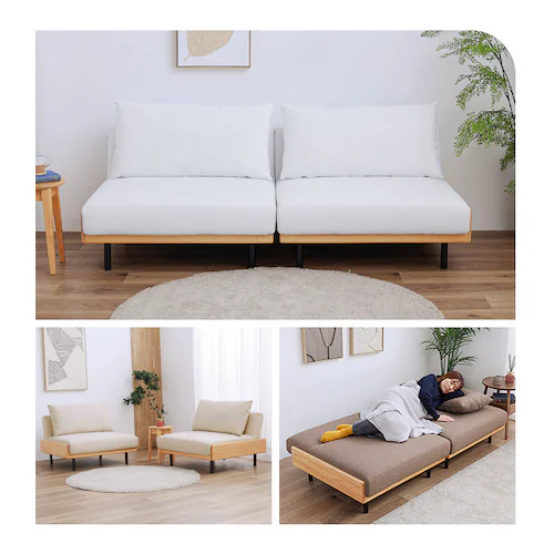 リクライニングソファベッド B2524 ホワイト【プラザセレクト】_2