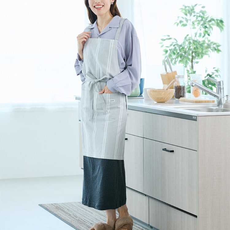 レゾトレーディング レオン エプロン 82×88cm 722621 グレー【プラザ