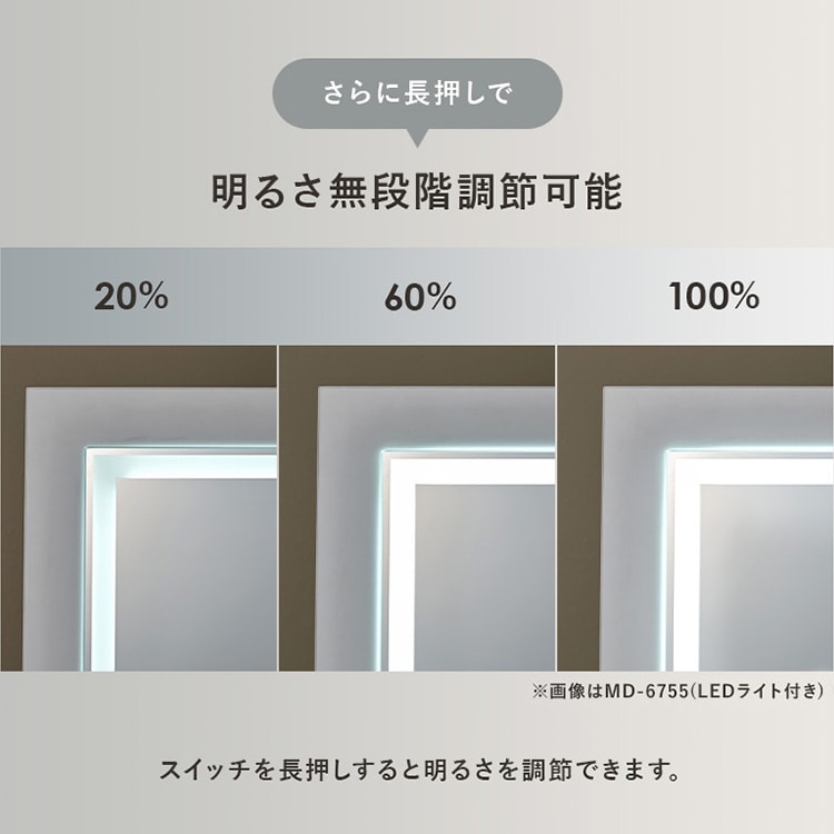 ドレッサー 幅50cm LEDライト付き MD-6755DBR ダークブラウン【時間