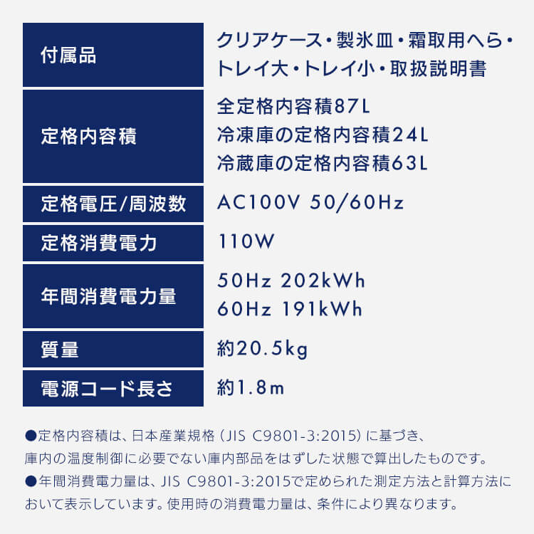 冷蔵庫 87L 小型 一人暮らし 2ドア 幅46cm HDL-87D ホワイト 7299254