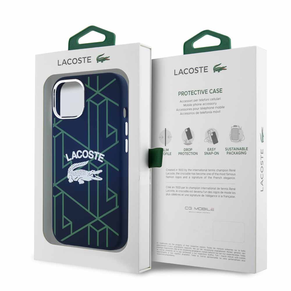 LACOSTE iPhone 15 ケース ブルー LCHMP15SSBIV 7303463│アイリス