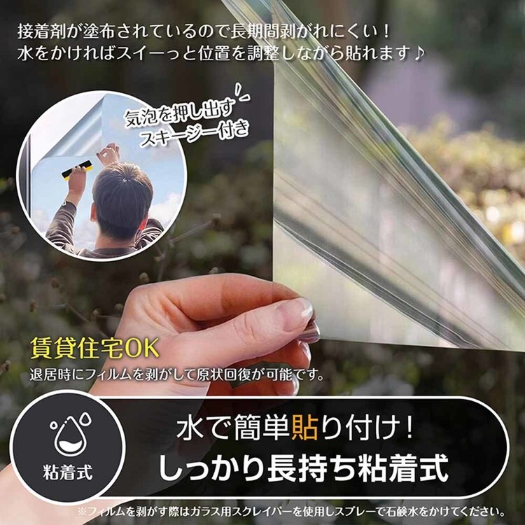 ガラスフィルム 防犯飛散防止(約)90×200cm in034-90-si シルバー