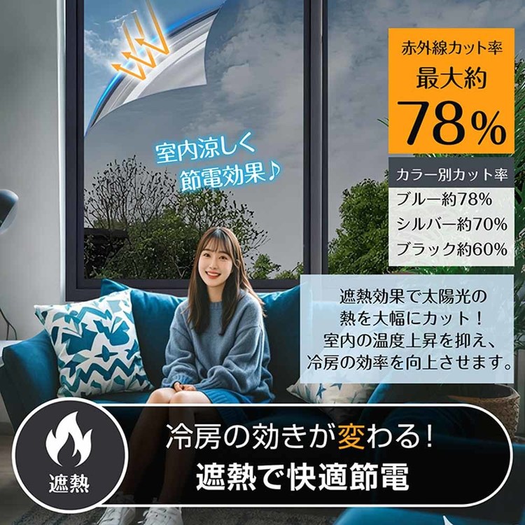 ガラスフィルム 防犯飛散防止(約)90×200cm in034-90-si シルバー