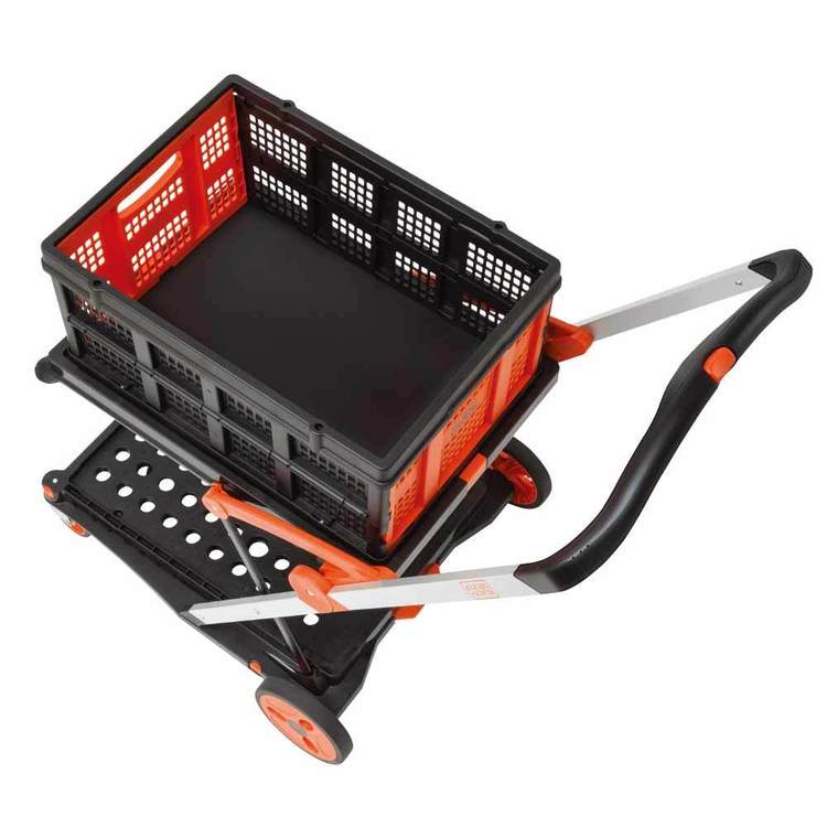 伊達 カートン付き2本セット 折りたたみ式2段カート BOX付き 黒×オレンジ BXWT-H204 7338493