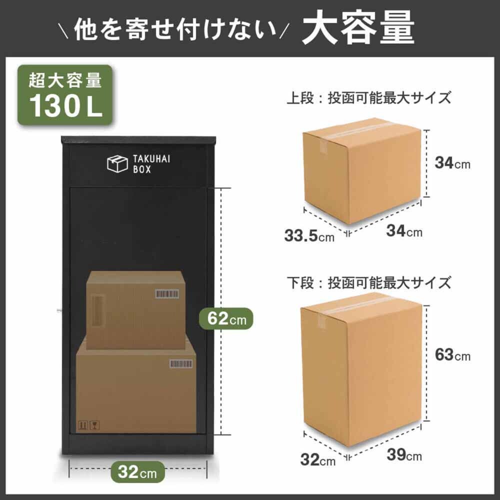Fun Standard 上開き宅配ボックス P0021TAKUHAIBOX-BLACK チャコール