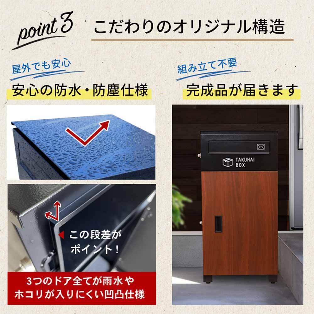 Fun Standard ポスト一体型宅配ボックス P0063TBPOST-DWD ディープ