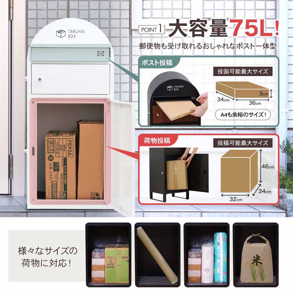 Fun Standard ポスト一体型宅配ボックス 波月 P0169TBPSP-CBK