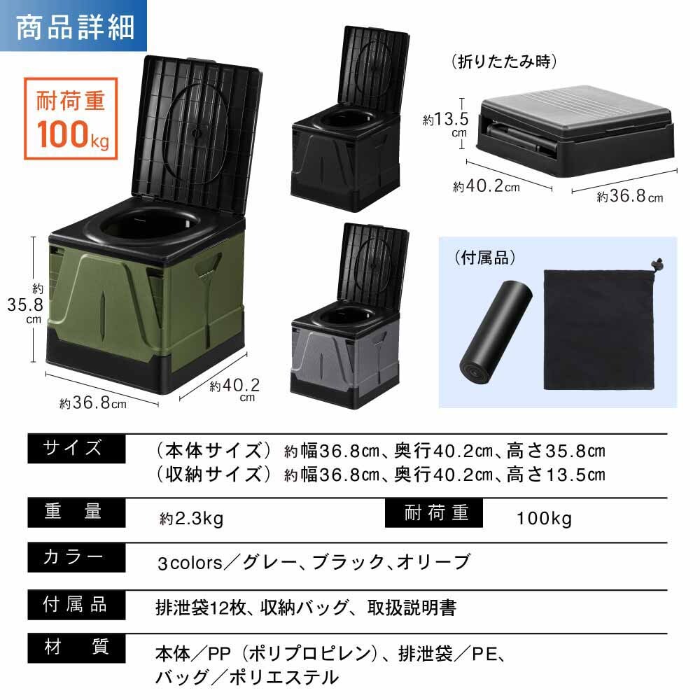 Fun Standard プラスチック製 組み立て式トイレM P0259EPTWM-BLK