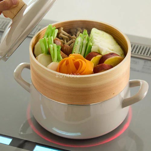 富士ホーロー ホーロー鍋 20cm せいろ付き SER-20W.W ホワイト【プラザセレクト】_8
