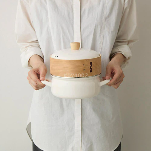 富士ホーロー ホーロー鍋 18cm せいろ付き SER-18W.W ホワイト【プラザセレクト】_2