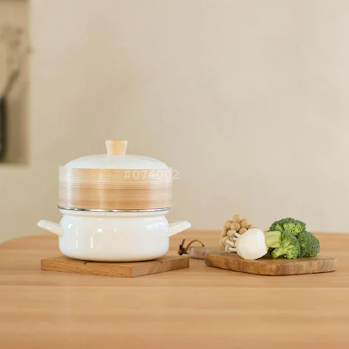富士ホーロー ホーロー鍋 18cm せいろ付き SER-18W.W ホワイト【プラザセレクト】_4