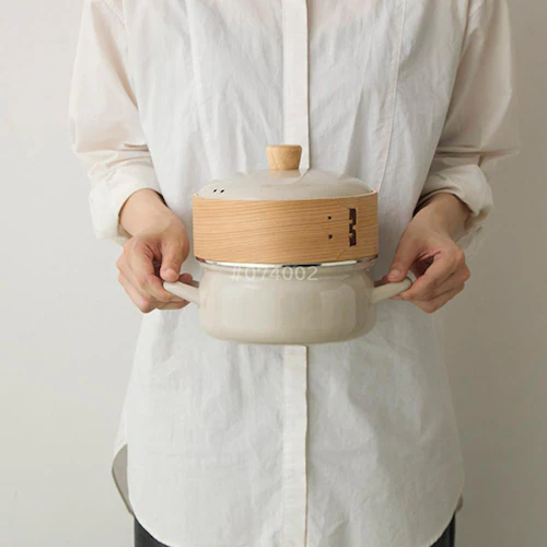 富士ホーロー ホーロー鍋 18cm せいろ付き SER-18W.W ホワイト【プラザセレクト】_8