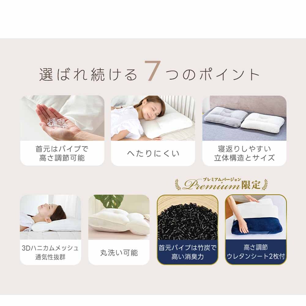 fuwawa ストレートネック枕 50×35×6~8cm 572213 グレー 7340034