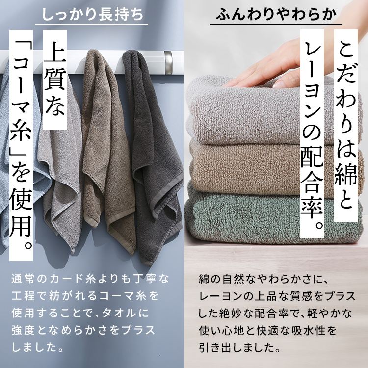 スマートエール しっかり長持ちフェイスタオル 1枚 チャコール 7340459