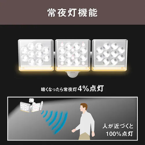 3灯ブザー付センサーライト AC電源式 ホワイト LED-AC3045 _6