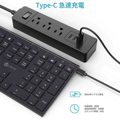 iClever ���C�����X�L�[�{�[�h���}�E�X�Z�b�g BK23Combo �u���b�N_9