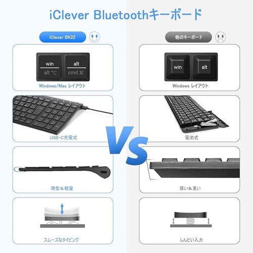 iClever Bluetooth�L�[�{�[�h BK22 �iType-C�j �u���b�N_7