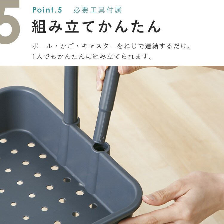 キッチンワゴン キャスター付き 3段 ホワイト KWG-P 7342552