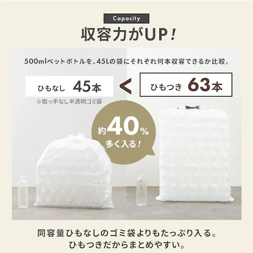 スマートエール ひも付きゴミ袋 45L 25枚×3ロール 0.018mm_3