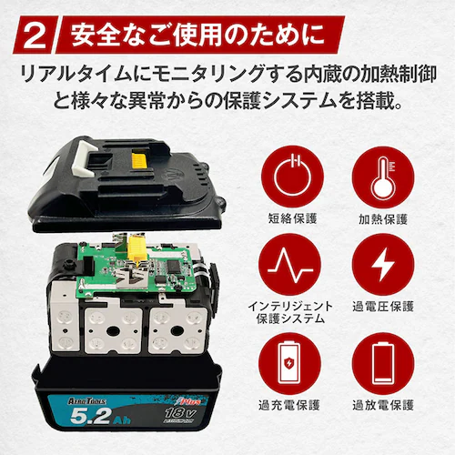 AERO TOOLS AERO TOOLS マキタ互換バッテリー5.2Ah Plus he-bat11aero102_9