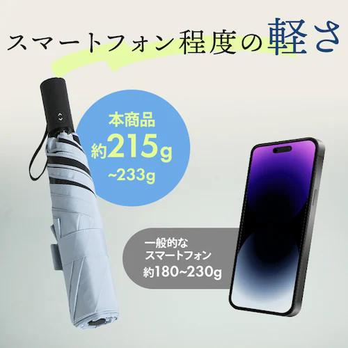 スマートエール 自動開閉 晴雨兼用傘 55cm ブラック_3
