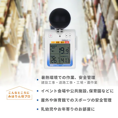 熱中症指数計 熱中症指数モニター WBGT測定器 みはりん坊プロ 業務用 黒球形 AD-5698B_5