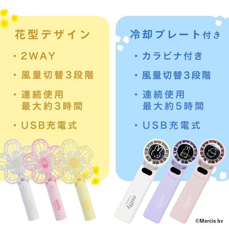 miffy冷却プレート付ハンディファン 393-PXXP078 オフホワイト 7346254