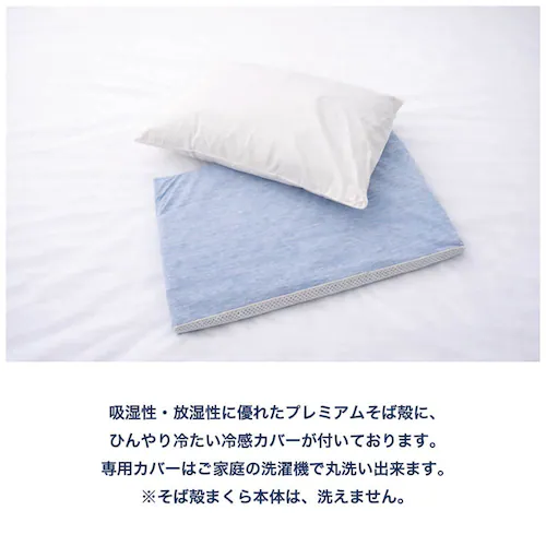 クールそば殻まくら(接触冷感&立体メッシュ枕カバー付き) 12996 グレー_4