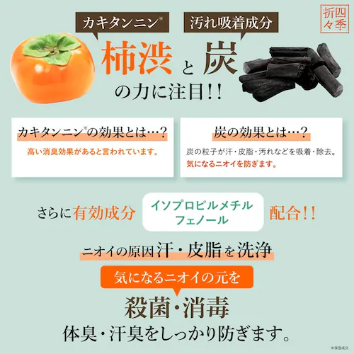 四季折々 薬用 柿渋 ボディソープ 炭配合 詰替 大容量 1000ml_5