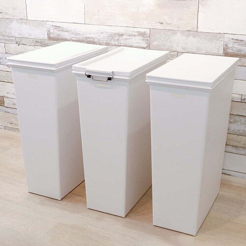 天馬 スリム ゴミ箱 45L フタ付き ワンタッチ開閉 大容量 ホワイト ELP-SP45PUSH_2