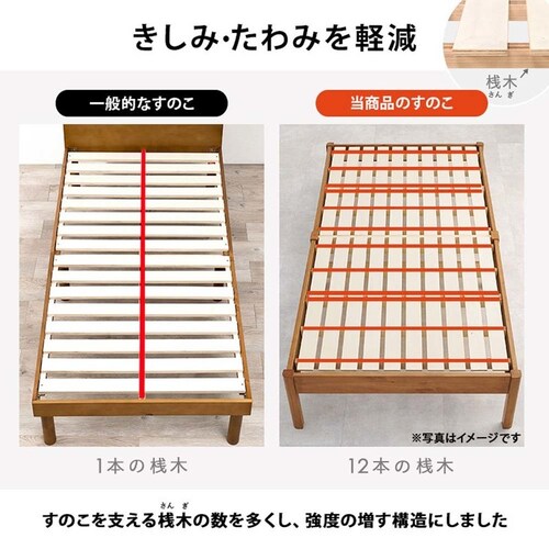 組立簡単 ボンネルコイルマットレス付宮棚付きシングルベッド MB-5151S-LBR3301 ライトブラウン【時間指定不可】【代引不可】【同梱不可】_9