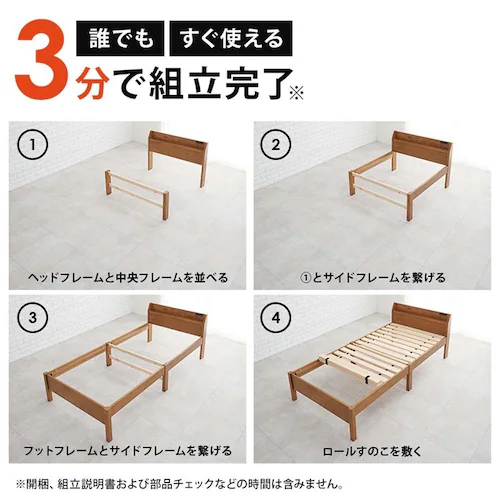 組立簡単 ボンネルコイルマットレス付 宮付きシングルベッド MB-5195S-NA3301 プレーンナチュラル【時間指定不可】【代引不可】【同梱不可】_3