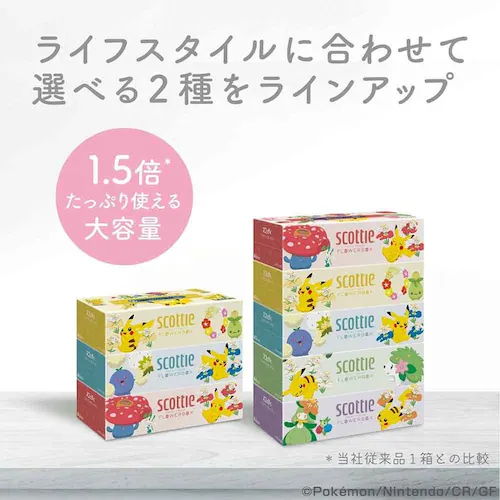 【12個セット】スコッティ ティッシュ フラワーボックス 250組(500枚)5箱パック ポケモン_4