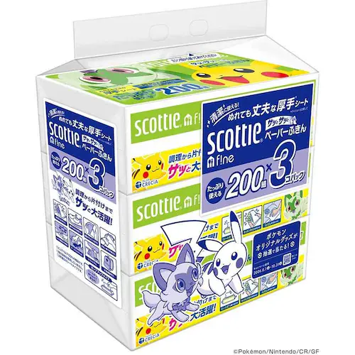 【10個セット】スコッティ ファイン ペーパーふきんサッとサッと 3コパック ポケモン_1