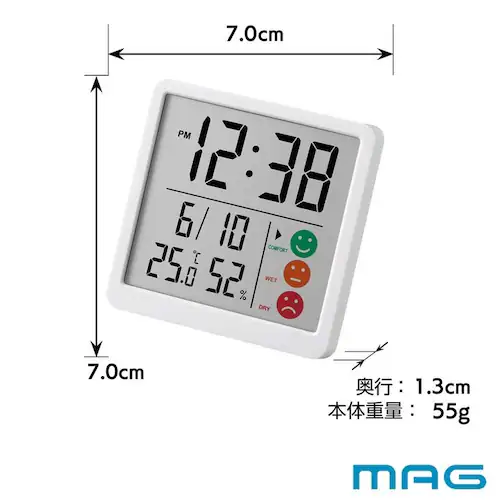 MAG 時計付デジタル温度湿度計 ニコピタ_5