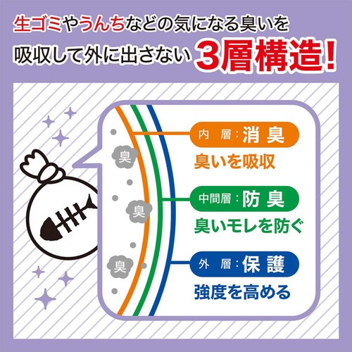 JUST CLEAN 防臭&消臭 臭わないゴミ袋LL 14枚入 JCL-07_3
