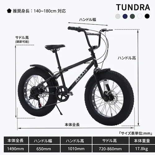 ACEXIS 【完成車】ACEXISファットバイク TUNDRA ブラック【時間指定不可】【代引不可】【同梱不可】_11