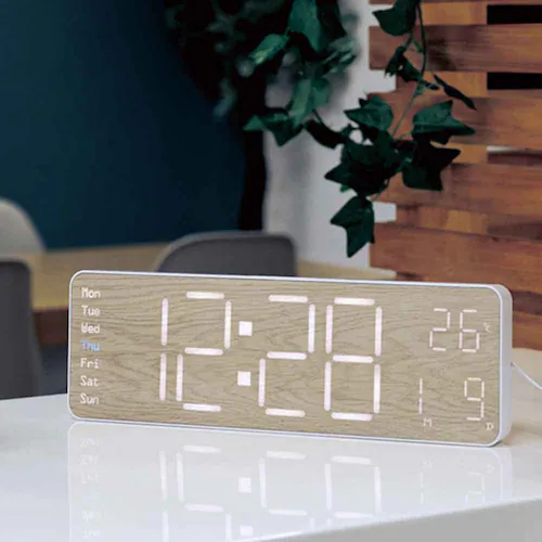 SLOWER LED CLOCK Rico WHITE/WOOD SLW401_4